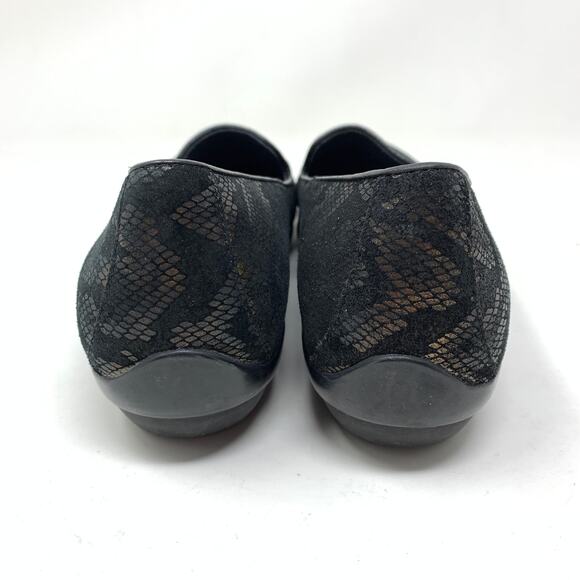 Dansko Womens Size 38 US 8 Olivia Bronze Snakeskin Black Wedge Loafers - Picture 4 of 7